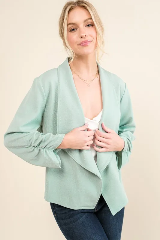 Stretch Non-Wrinkled Basic Open-Front Blazer, image 3