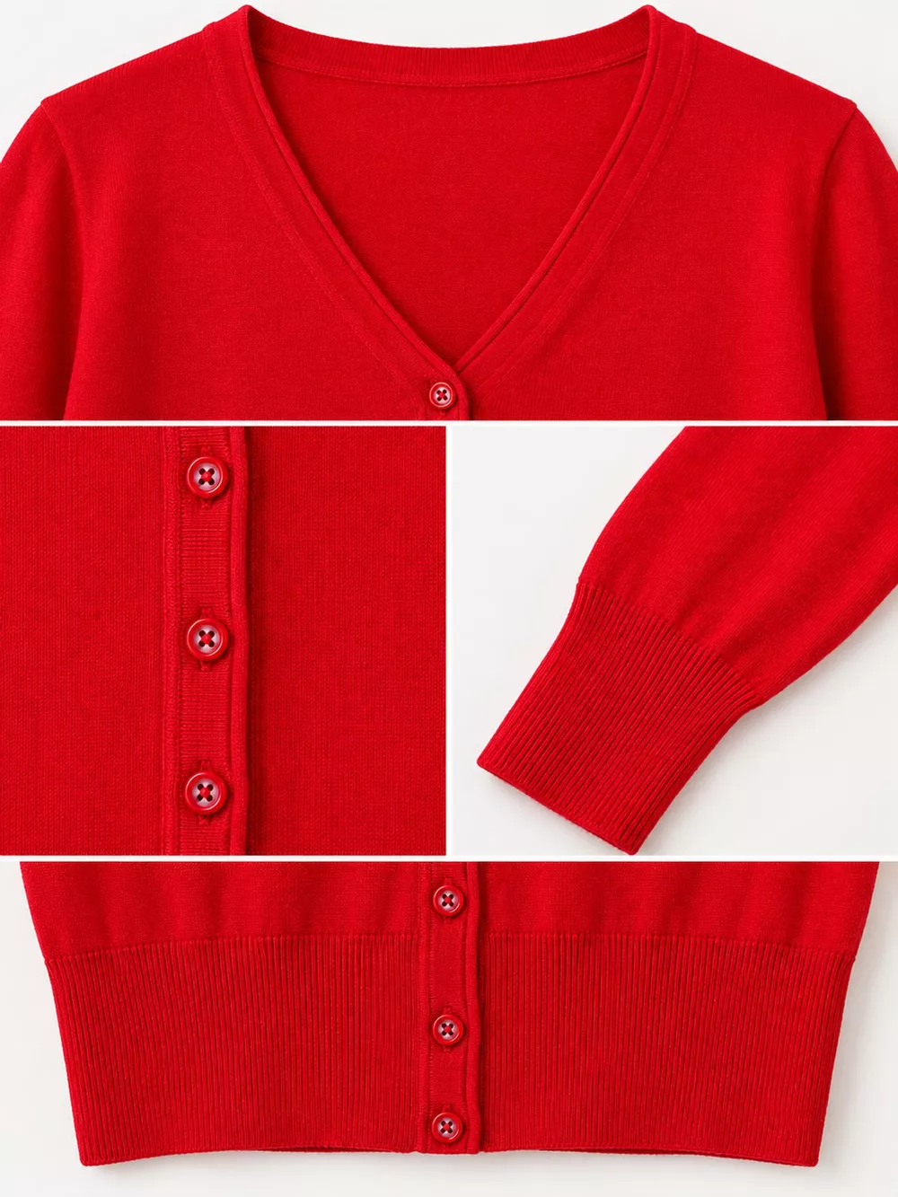 Classic V-Neck Button-Down Knit Cardigan, image 95