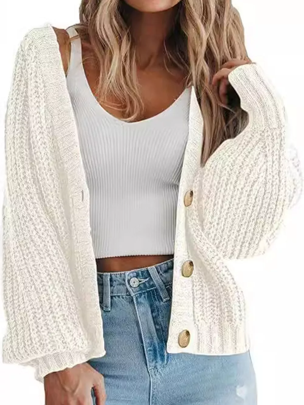 Full Size Chunky Knit Button-Down Cardigan Plus Size, image 13