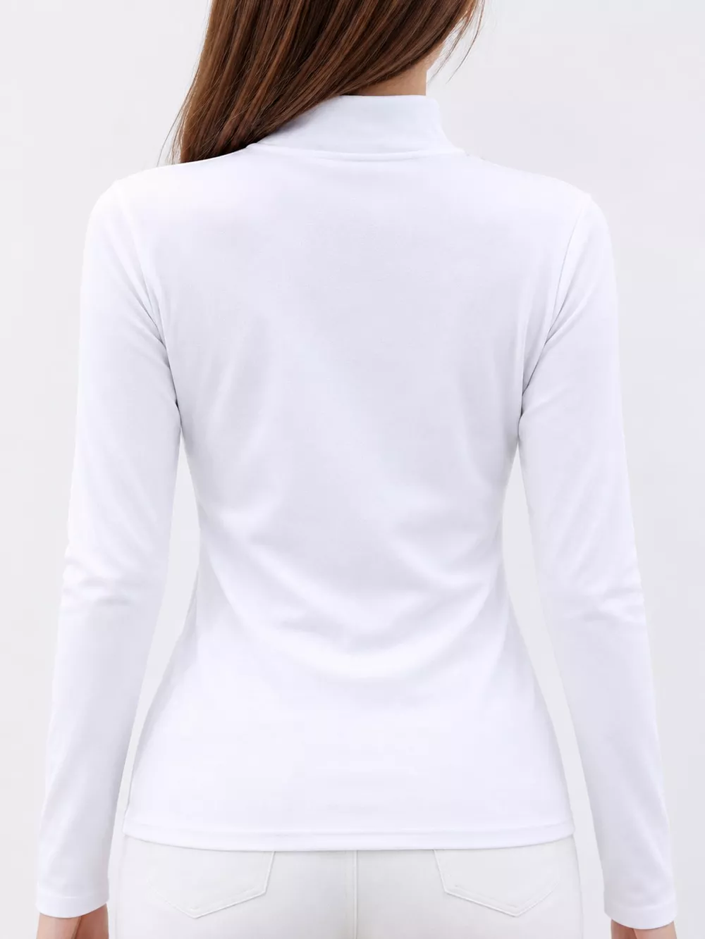 Full Size Slim-Fit Mock Neck Long Sleeve Basic T-Shirt Plus Size, image 3