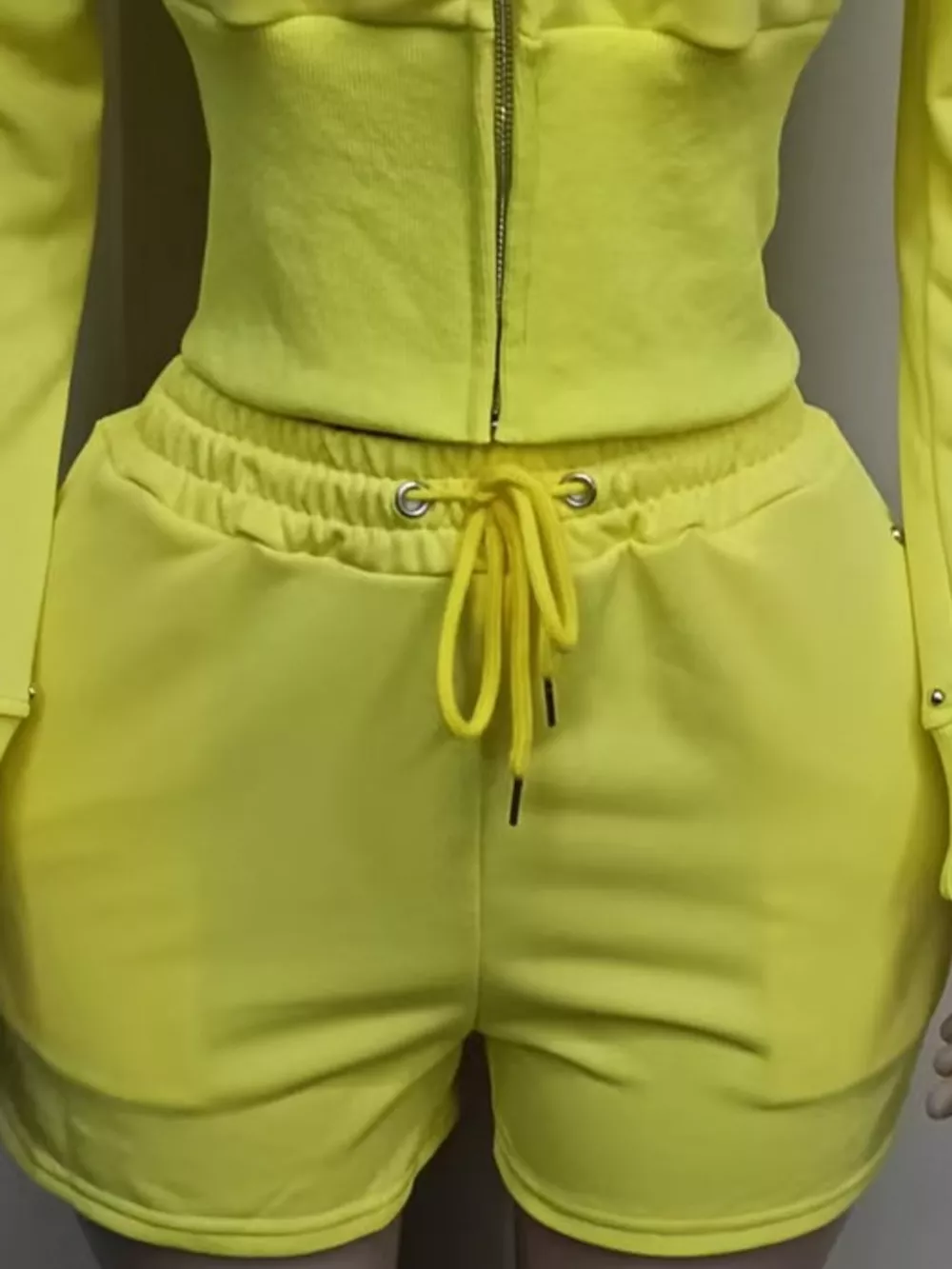 Studded Zip-Up Hoodie and Shorts Set, image 4