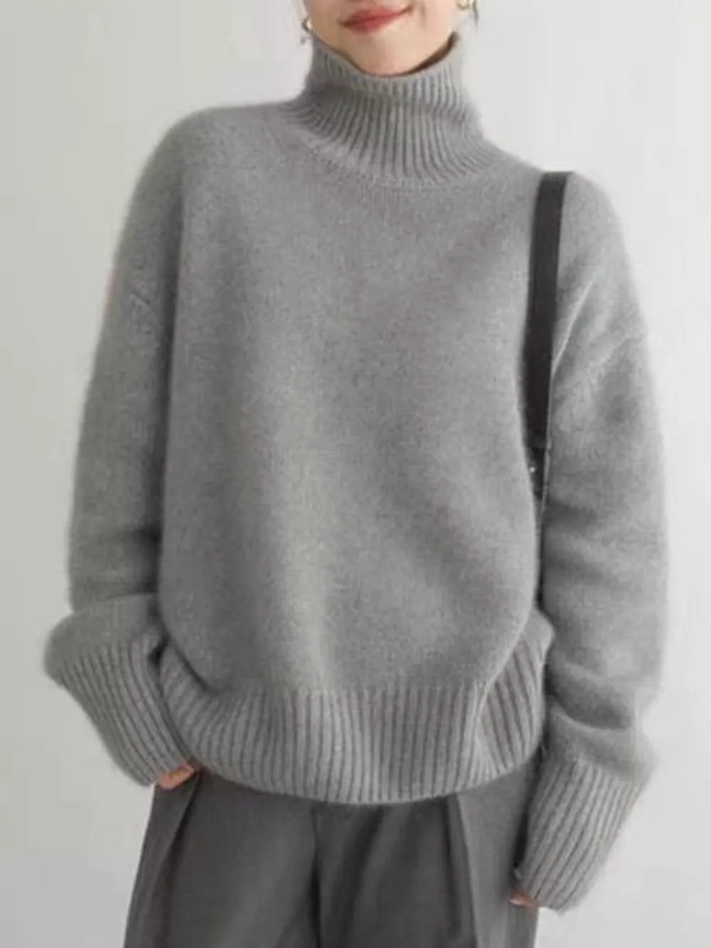 Turtleneck Dropped Shoulder Sweater, image 2