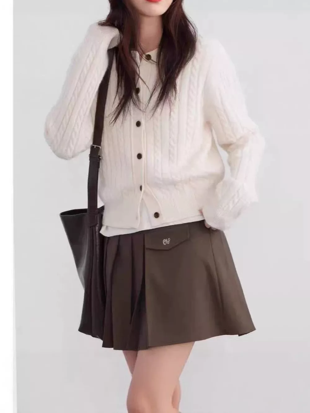 Cable-Knit Button-Down Cardigan, image 11
