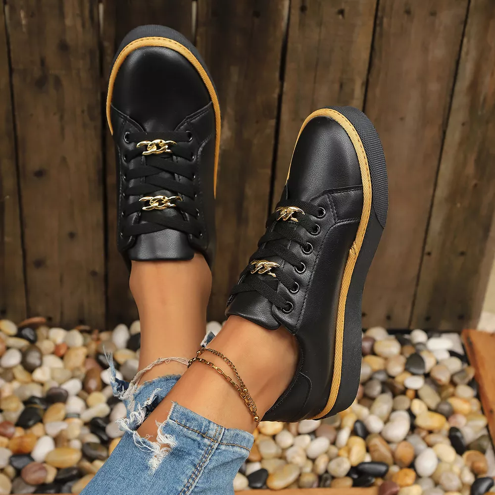 Round Toe Platform Sneakers, image 4