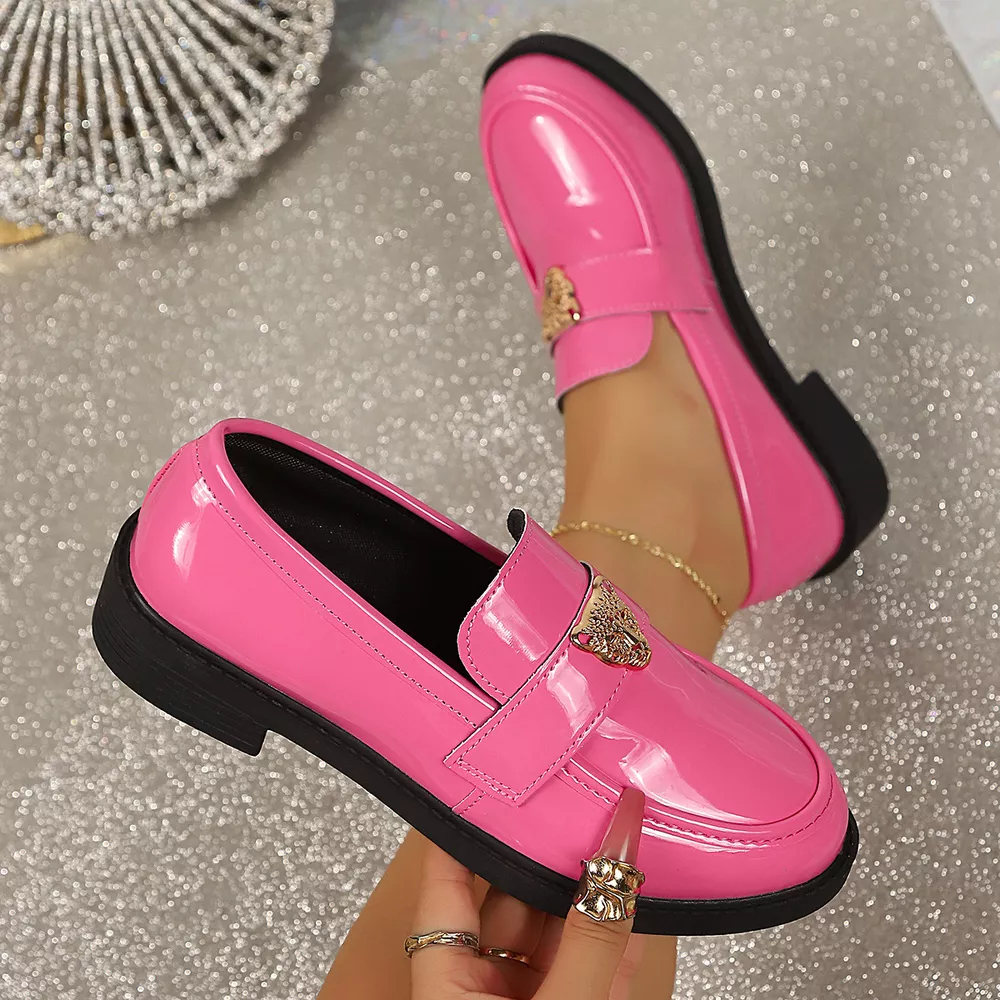 Round Toe Block Heel Loafers, image 3
