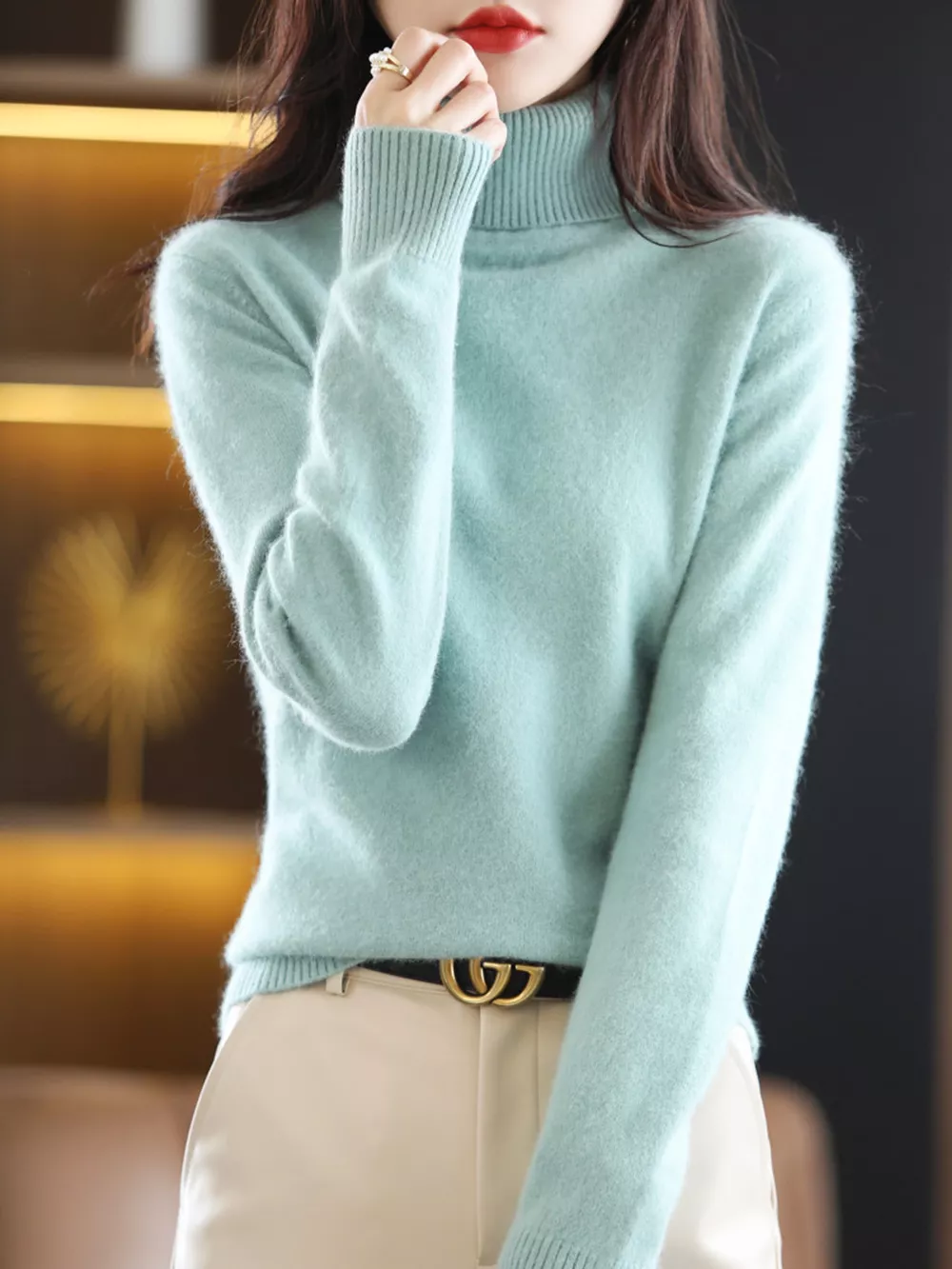 Full Size Turtleneck Long Sleeve Sweater Plus Size, image 21