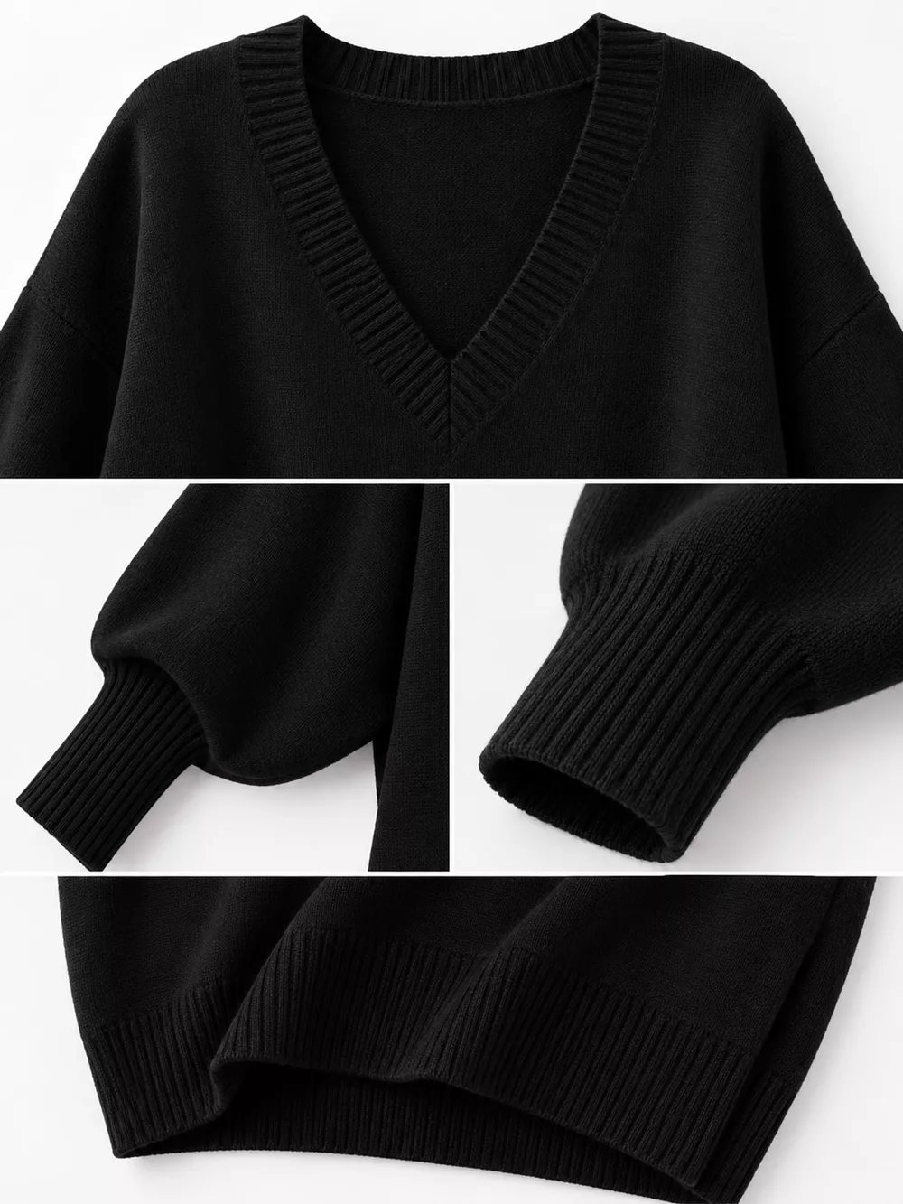 Full Size V-Neck Oversized Batwing Sleeve Sweater Plus Size, image 50