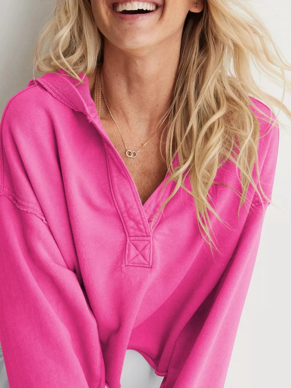 Dropped Shoulder Cropped Hoodie, image 3