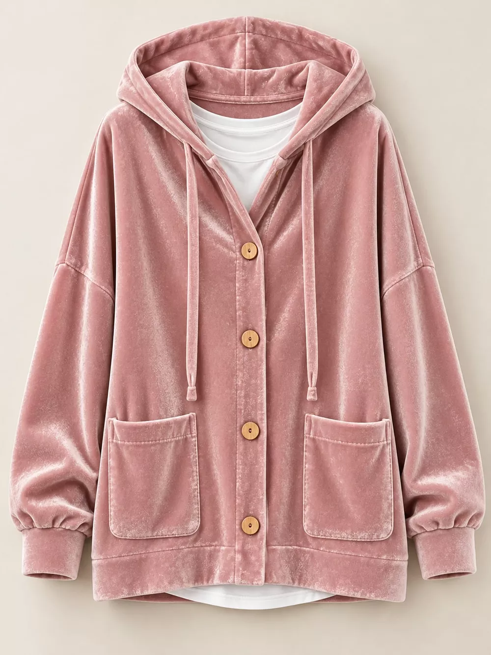 Full Size Velvet Dropped Shoulder Hoodie Plus Size, image 14