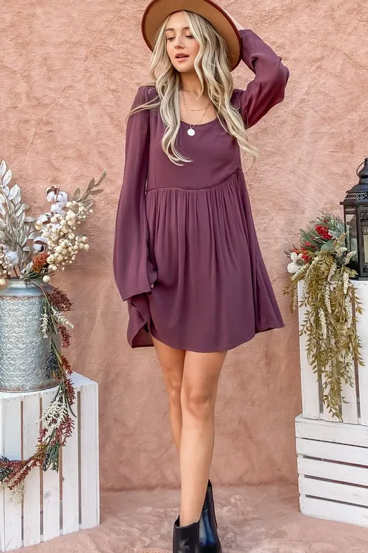 Back Lace Button Down Detail Bell Sleeve Dress, image 9