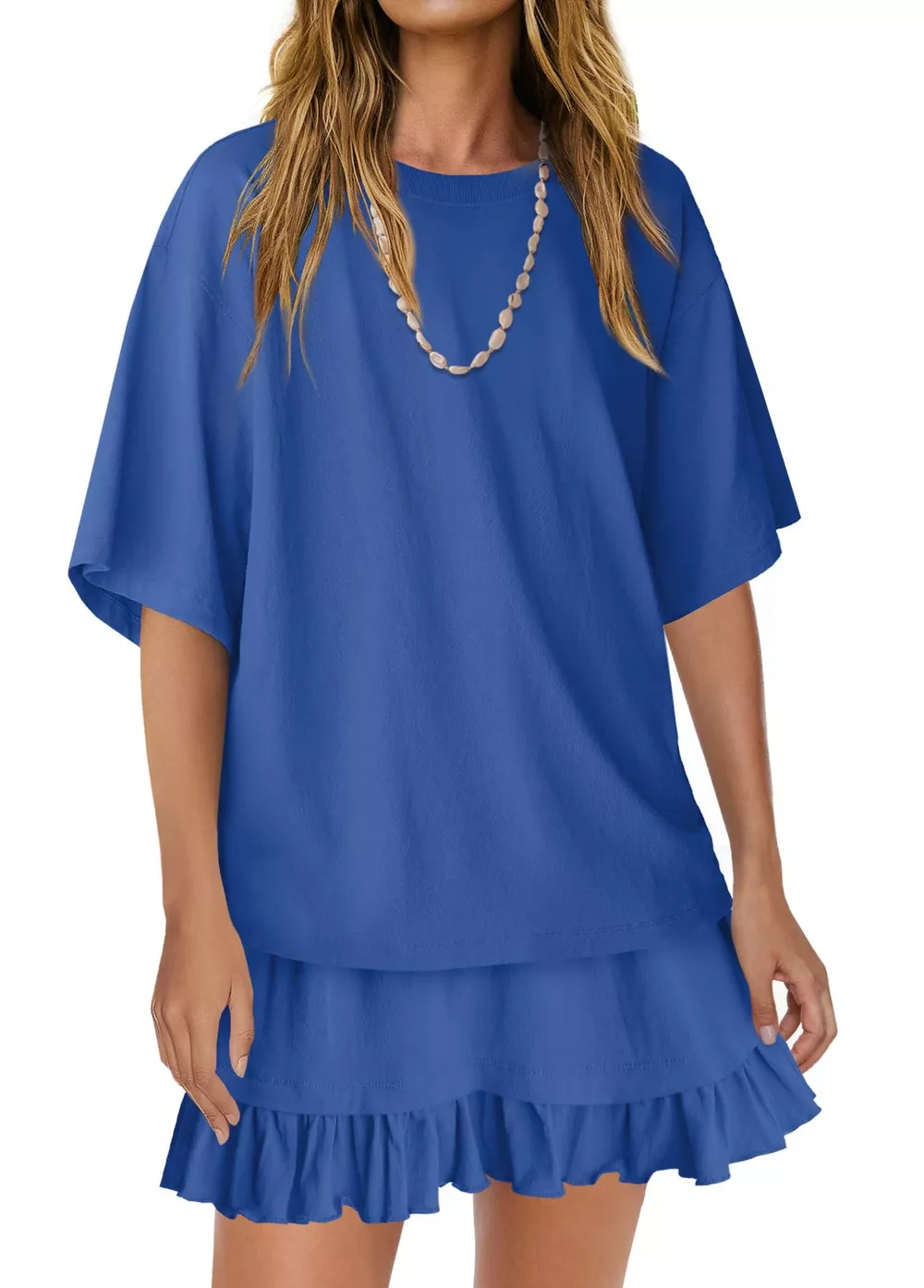 Round Neck Half Sleeve Tee and Skirt Set, image 2