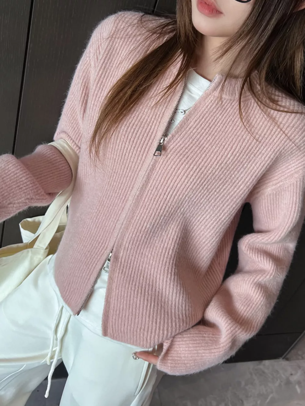 Zip Up Dropped Shoulder Cardigan, image 19