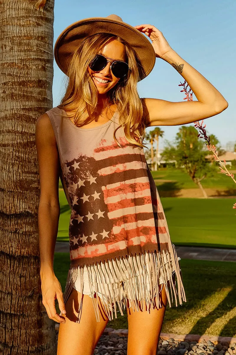 American Flag Print Knit Sleeveless Top, image 7