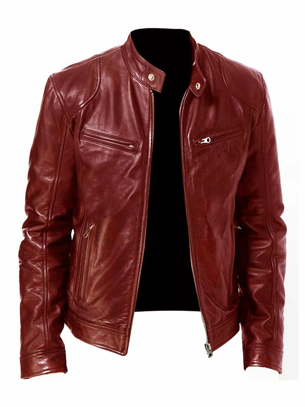 Men's Full Size Faux Leather Zip Up Jacket Plus Size, image 23