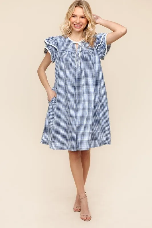 Double Ruffle Sleeve Dress with Side Pockets, image 5