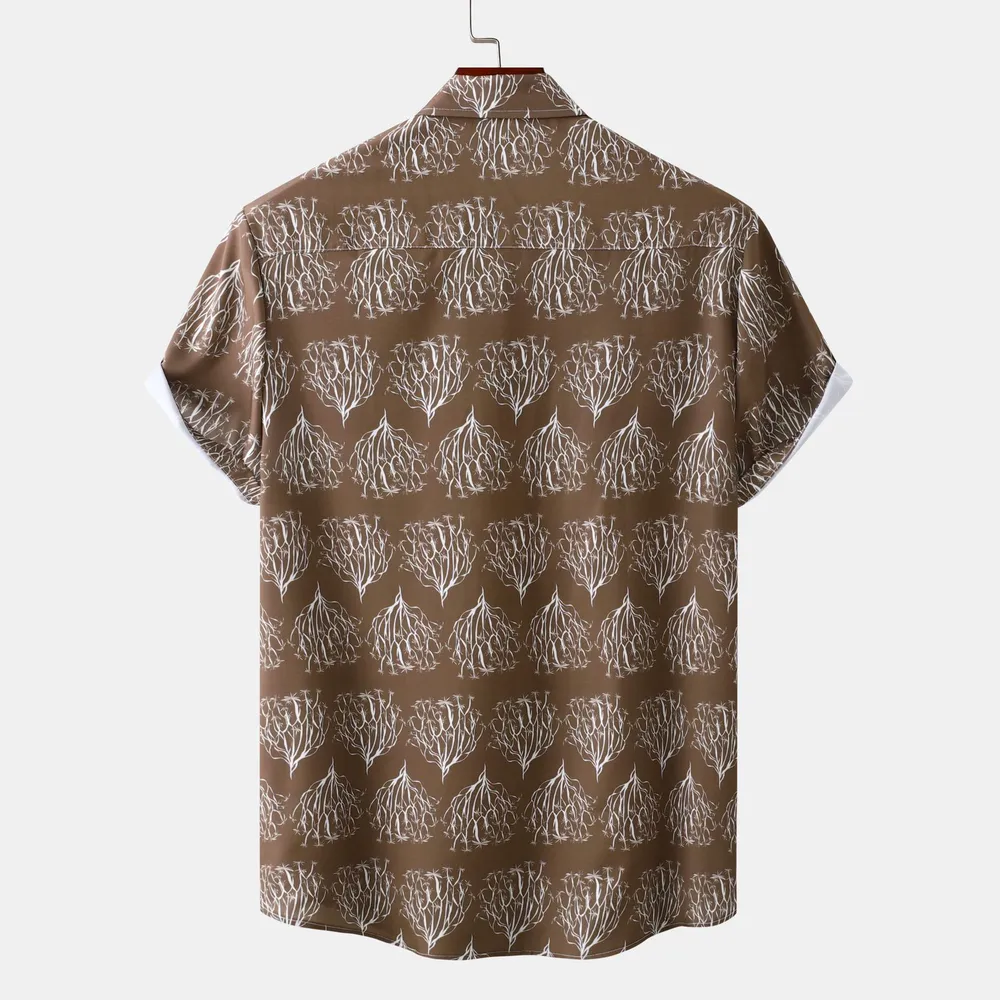 Men's Plus Size Printed Short Sleeve Button Down Shirt, image 2