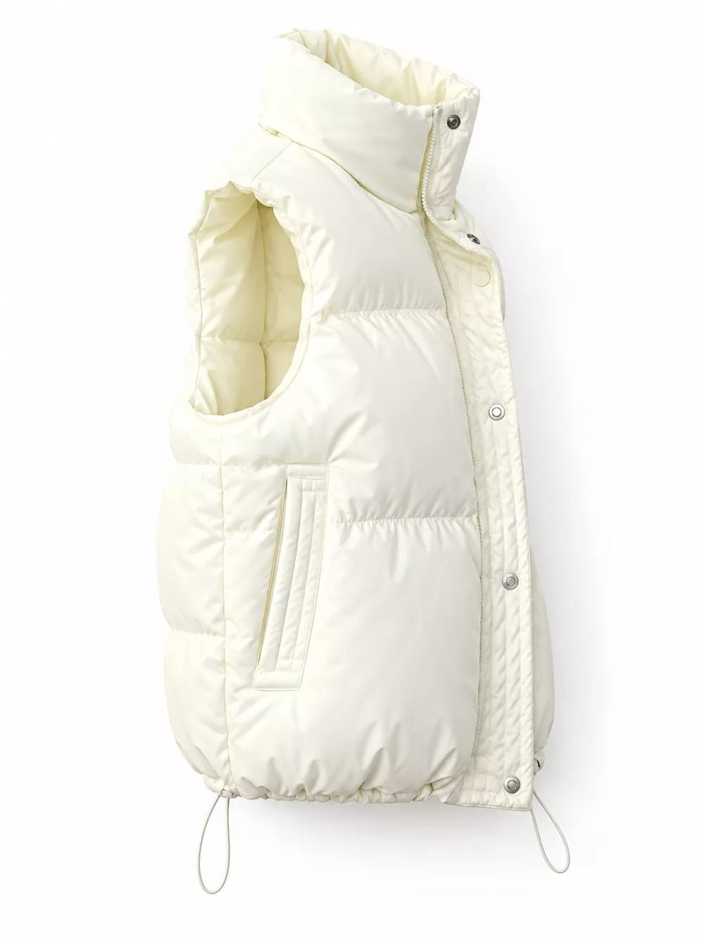 Drawstring Snap Down Puffer Vest Coat, image 12