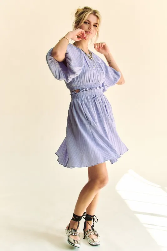 Back Button Puff Sleeve Mini Dress, image 2