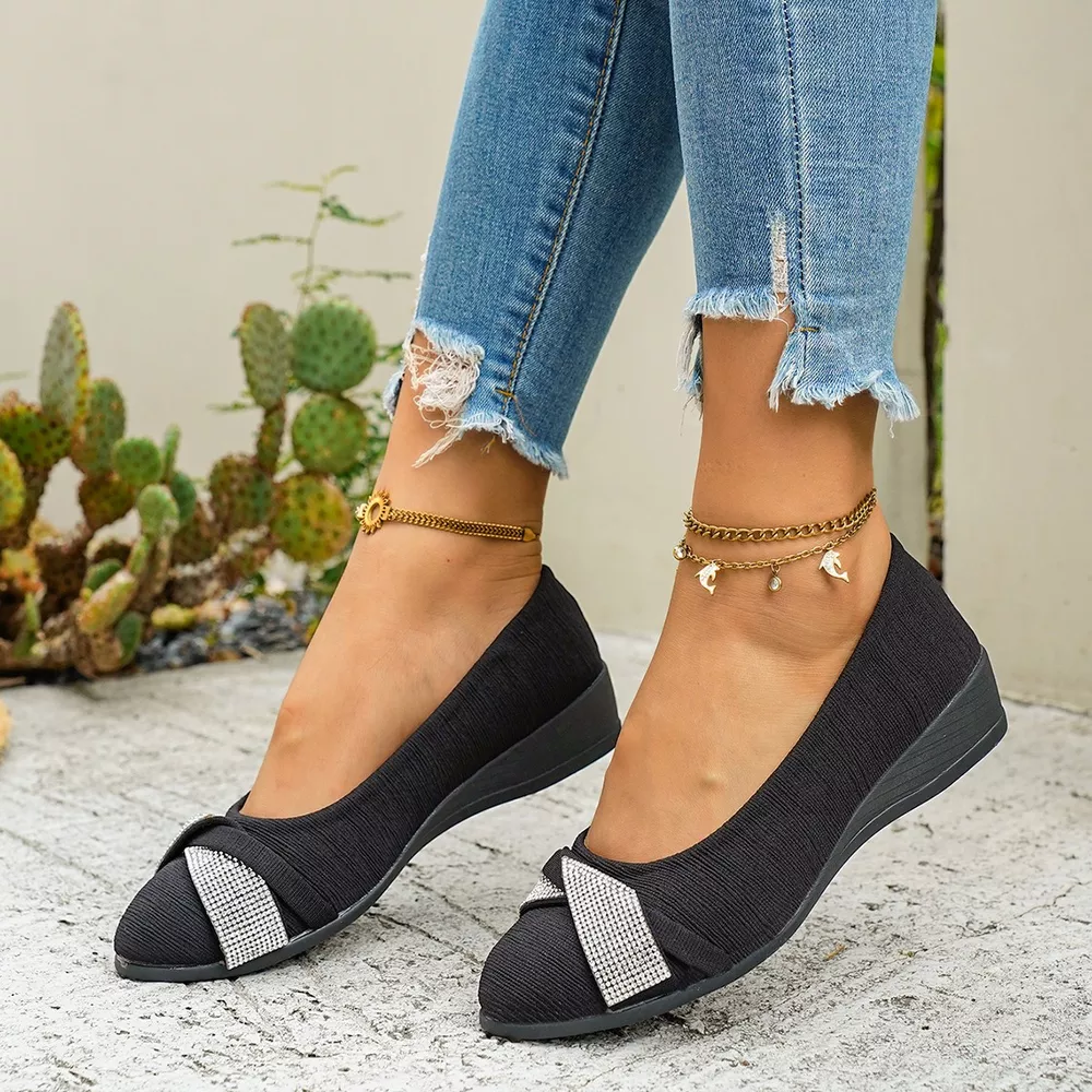 Rhinestone Embellished Wedge Slip-Ons, image 10