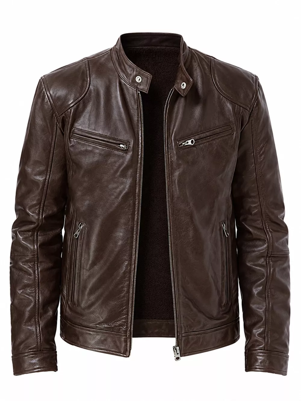 Men's Full Size Faux Leather Zip Up Jacket Plus Size, image 59