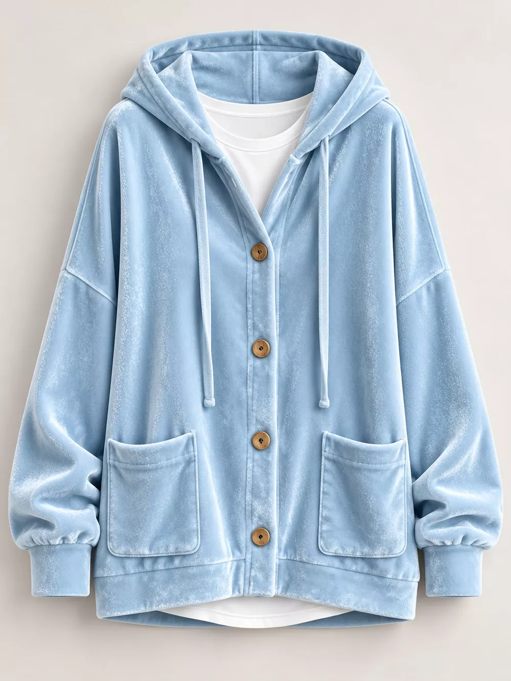 Full Size Velvet Dropped Shoulder Hoodie Plus Size, image 33