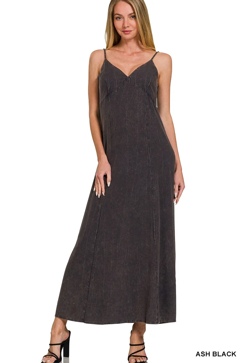 Mineral Washed Rayon Challis Cami Dress, image 2