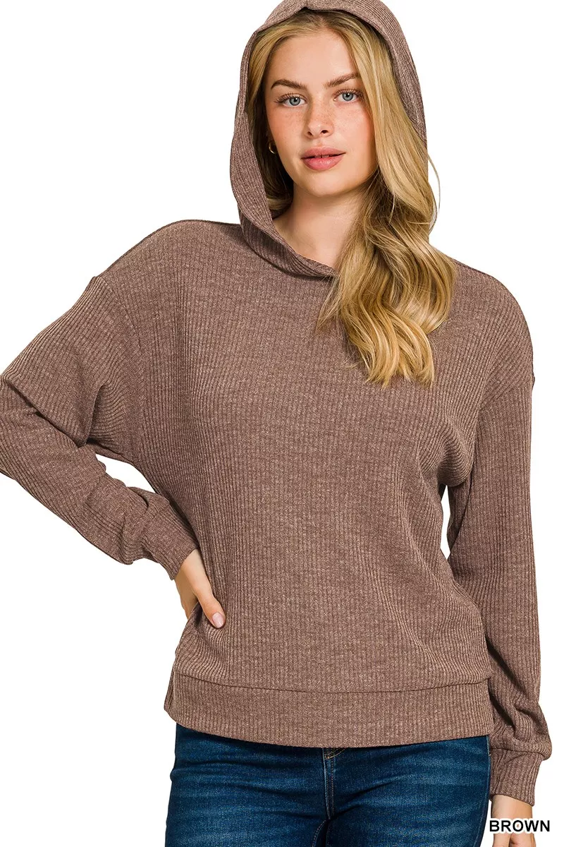 Ribbed Long Sleeve Hoodie