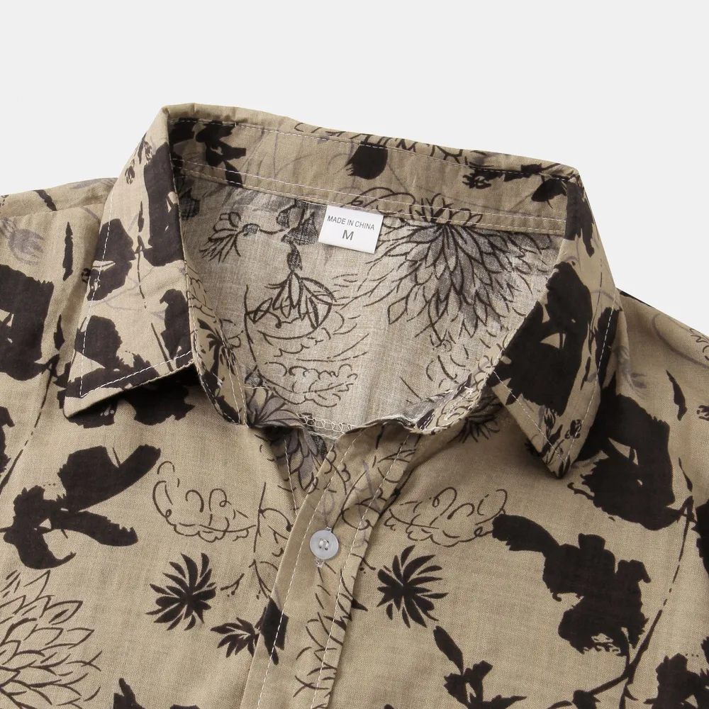 Men's Plus Size Floral Print Short Sleeve Button Down Shirt, image 3