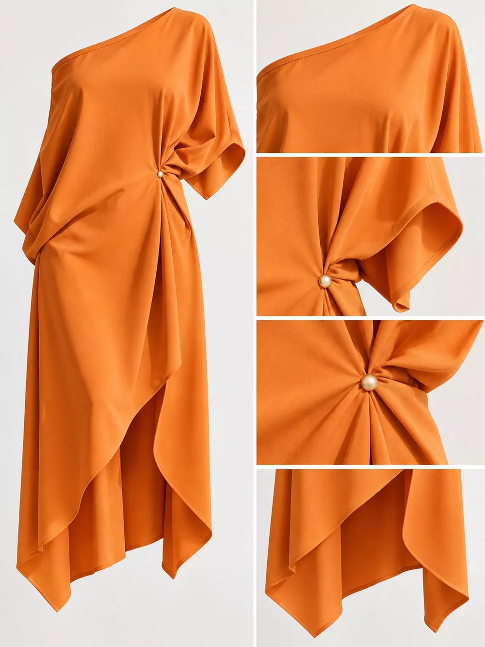 Full Size One-Shoulder Asymmetric Hem Midi Dress Plus Size, image 16