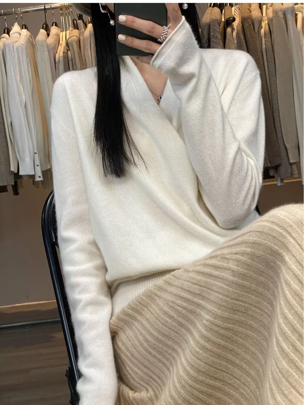 Wrap-Front Long Sleeve Sweater, image 8