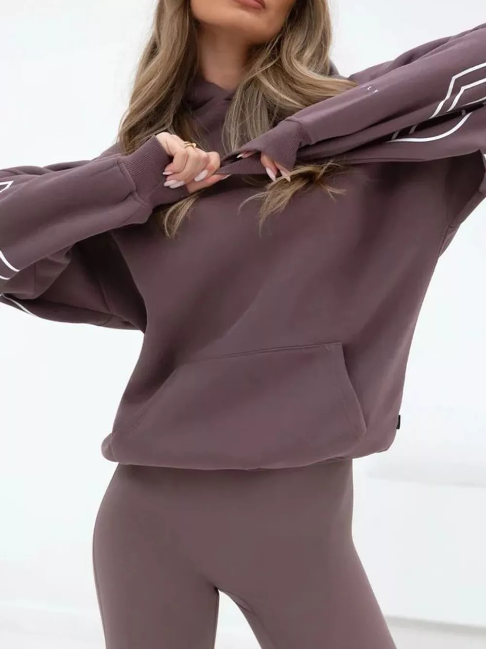 Letter Back Hoodie with Kangaroo Pocket, image 19