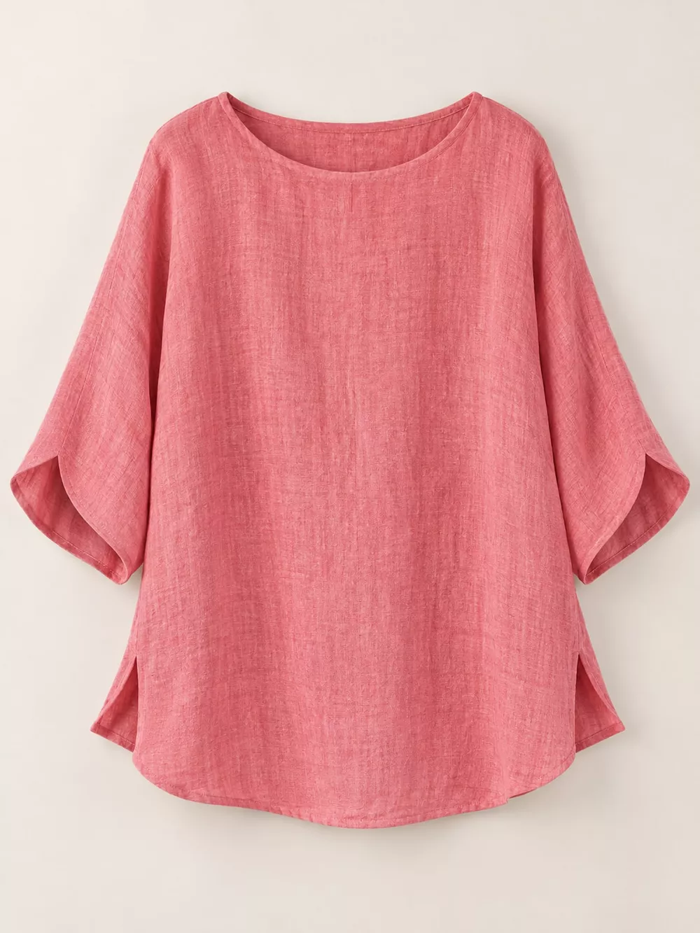 Full Size Loose Fit Linen Blend Blouse Plus Size, image 3