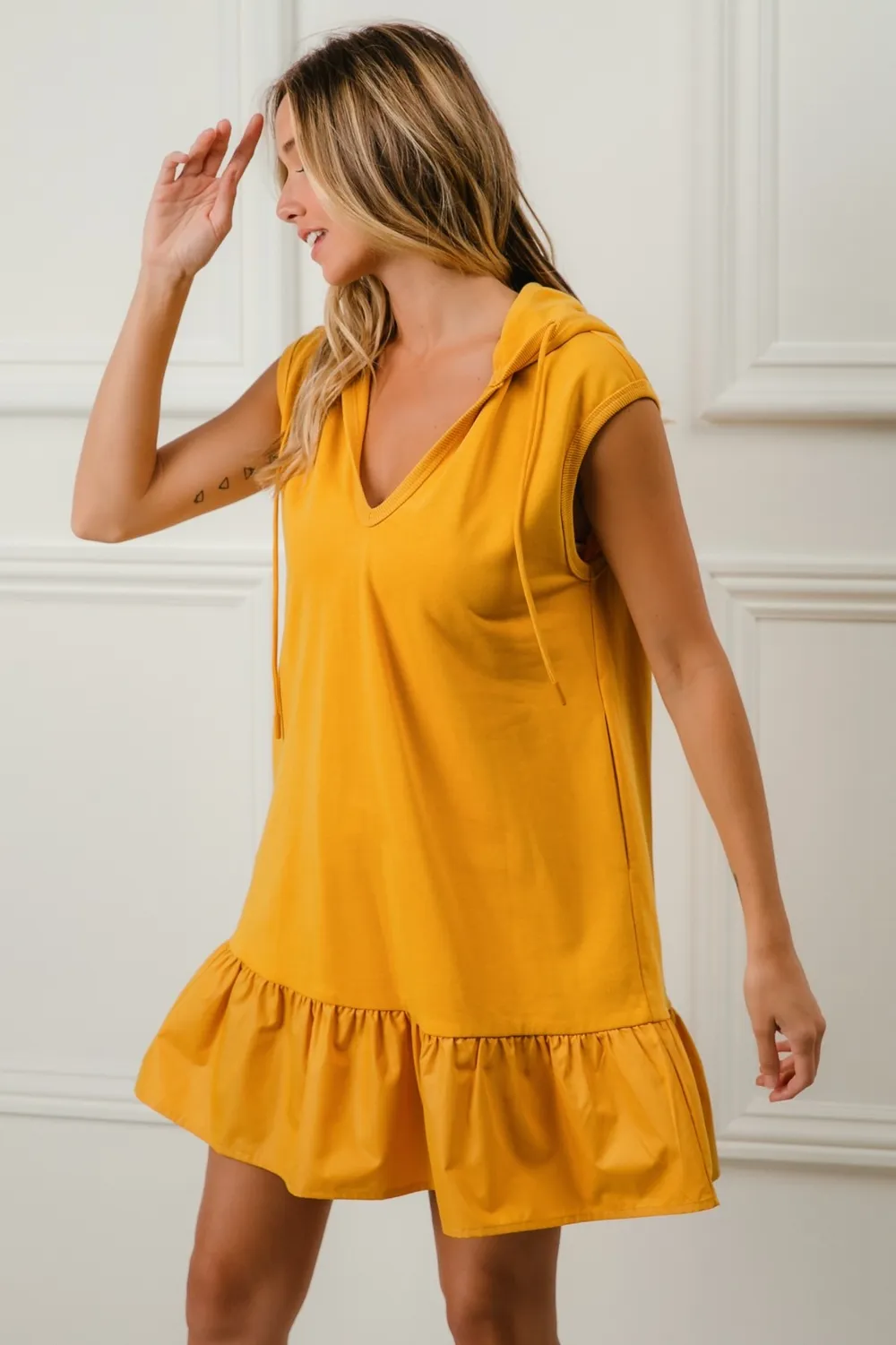 Ruffled French Terry Hooded Dress, image 8