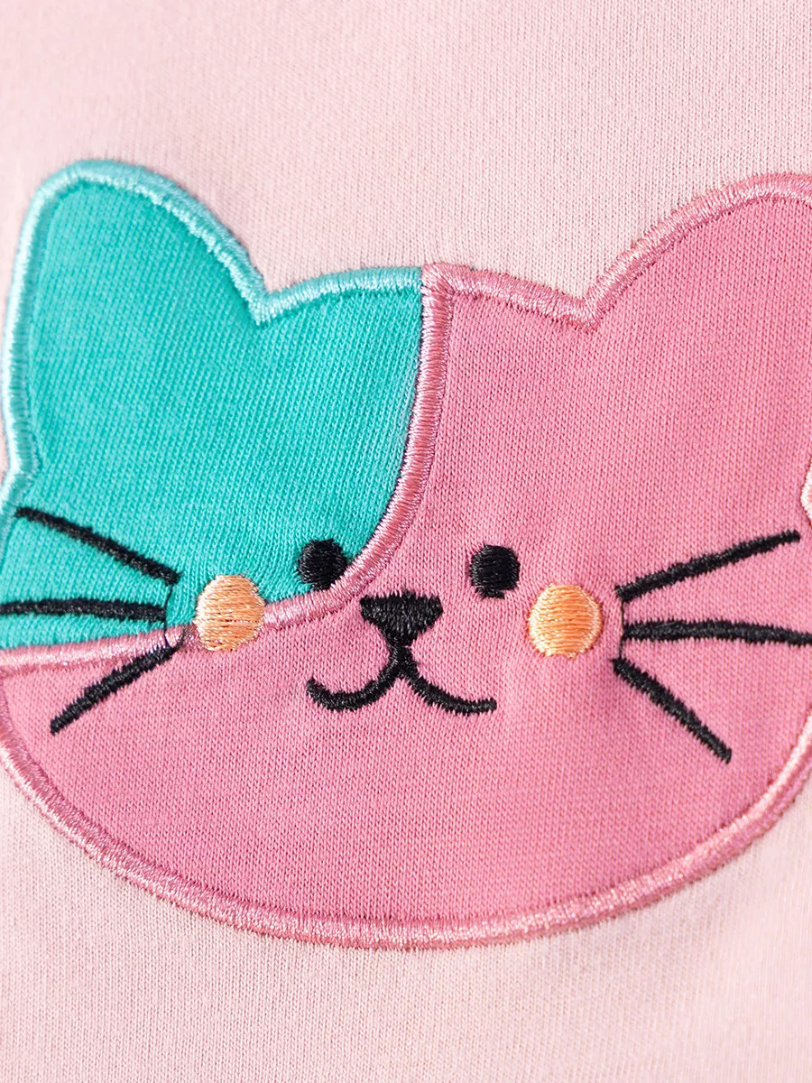 Children's Cat Embroidered Floral Tulle Dress, image 5