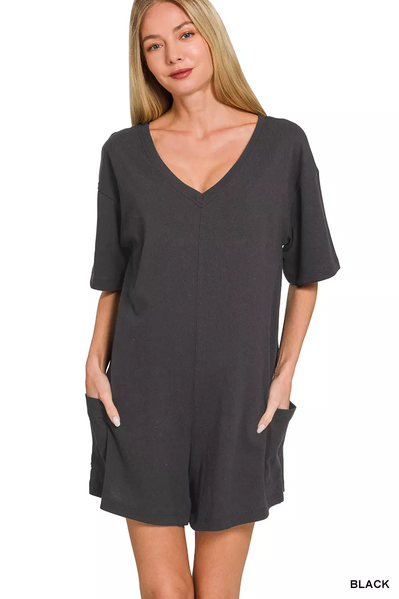 V or Scoop Neck Reversible 2-Way Romper, image 3