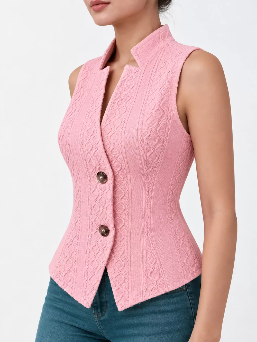 Textured Slim-Fit Button-Down Vest Coat, image 10