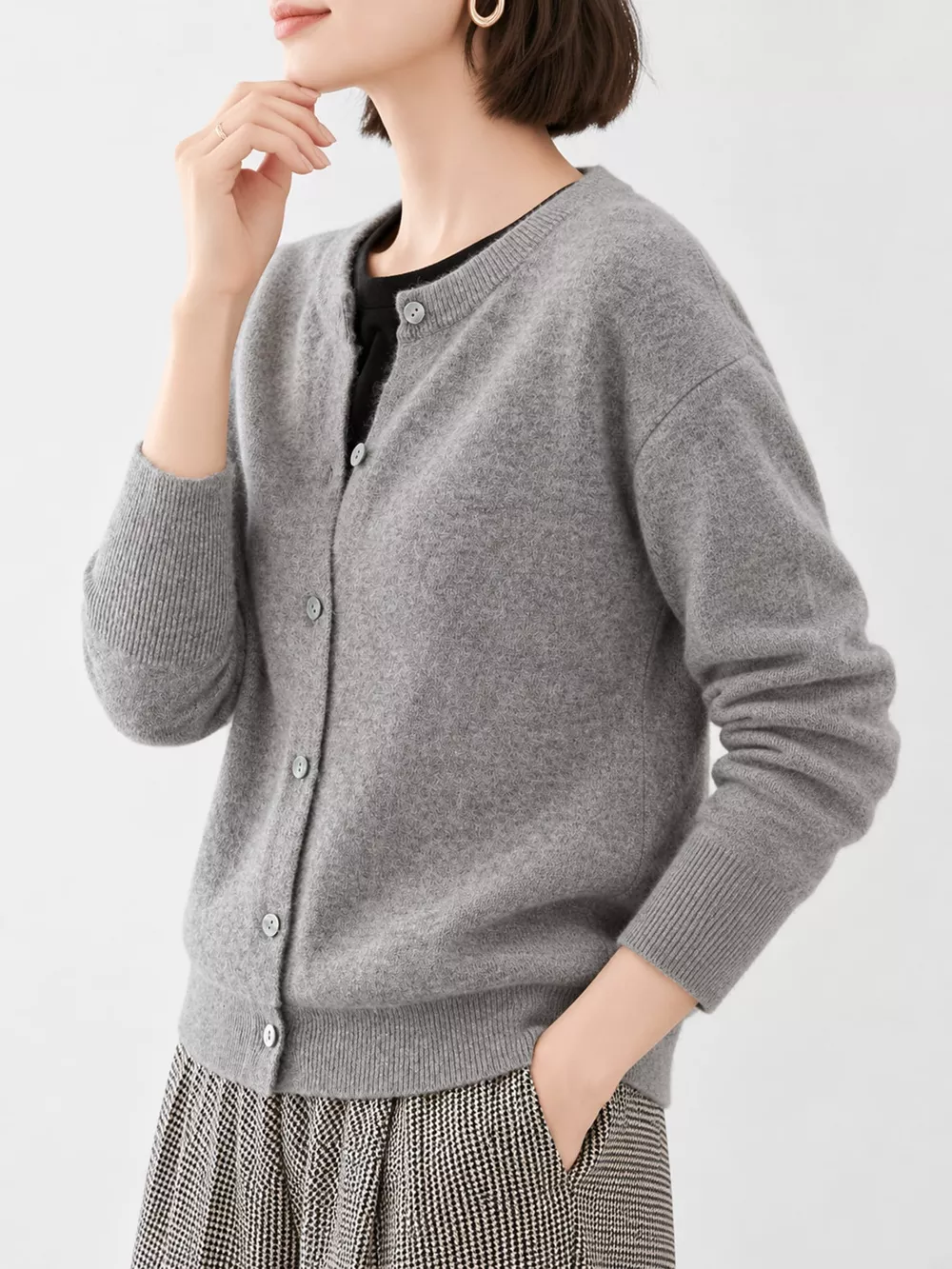 Crew Neck Button-Down Cardigan, image 72