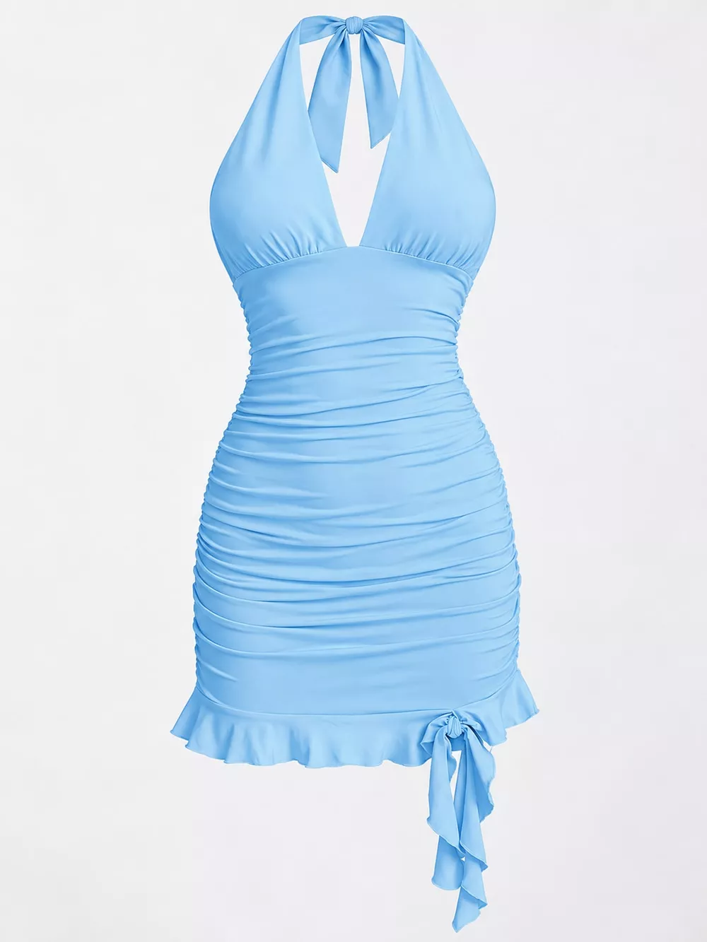 Ruched Halter Neck Bodycon Mini Dress, image 22