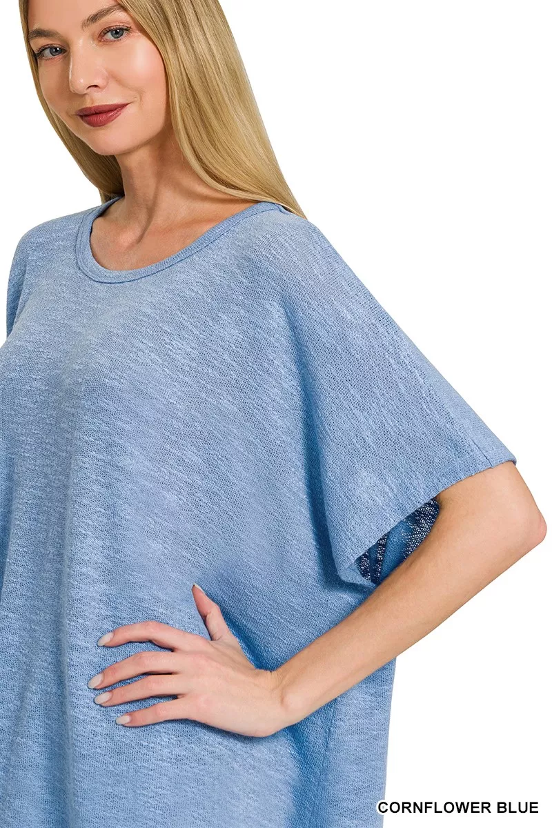 Zenana Oversized Slub Hacci Top, image 3