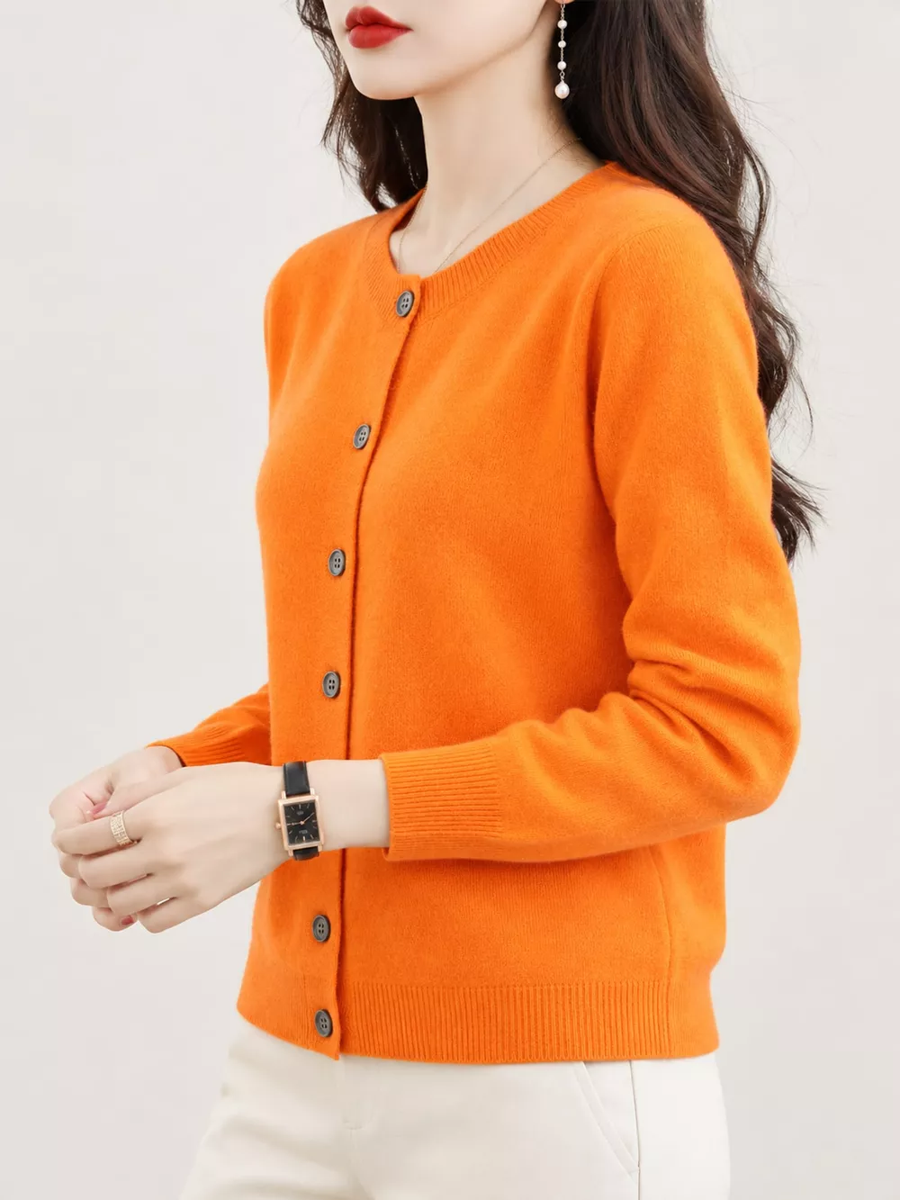 Classic Crew Neck Knit Cardigan, image 55