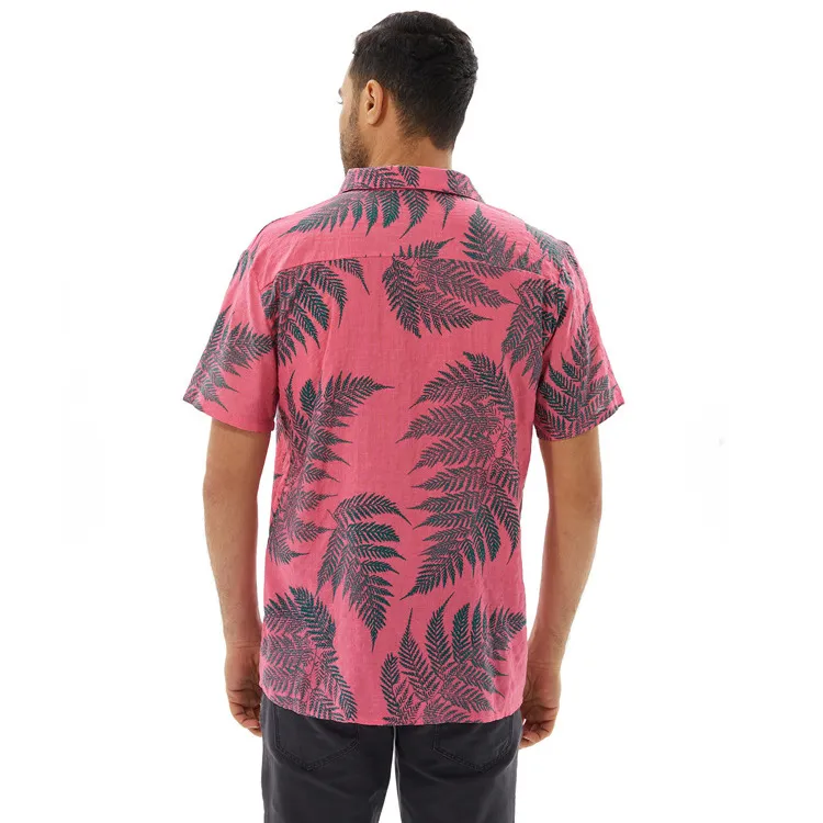 Men's Full Size Leaf Print Short Sleeve Shirt Plus Size, image 3