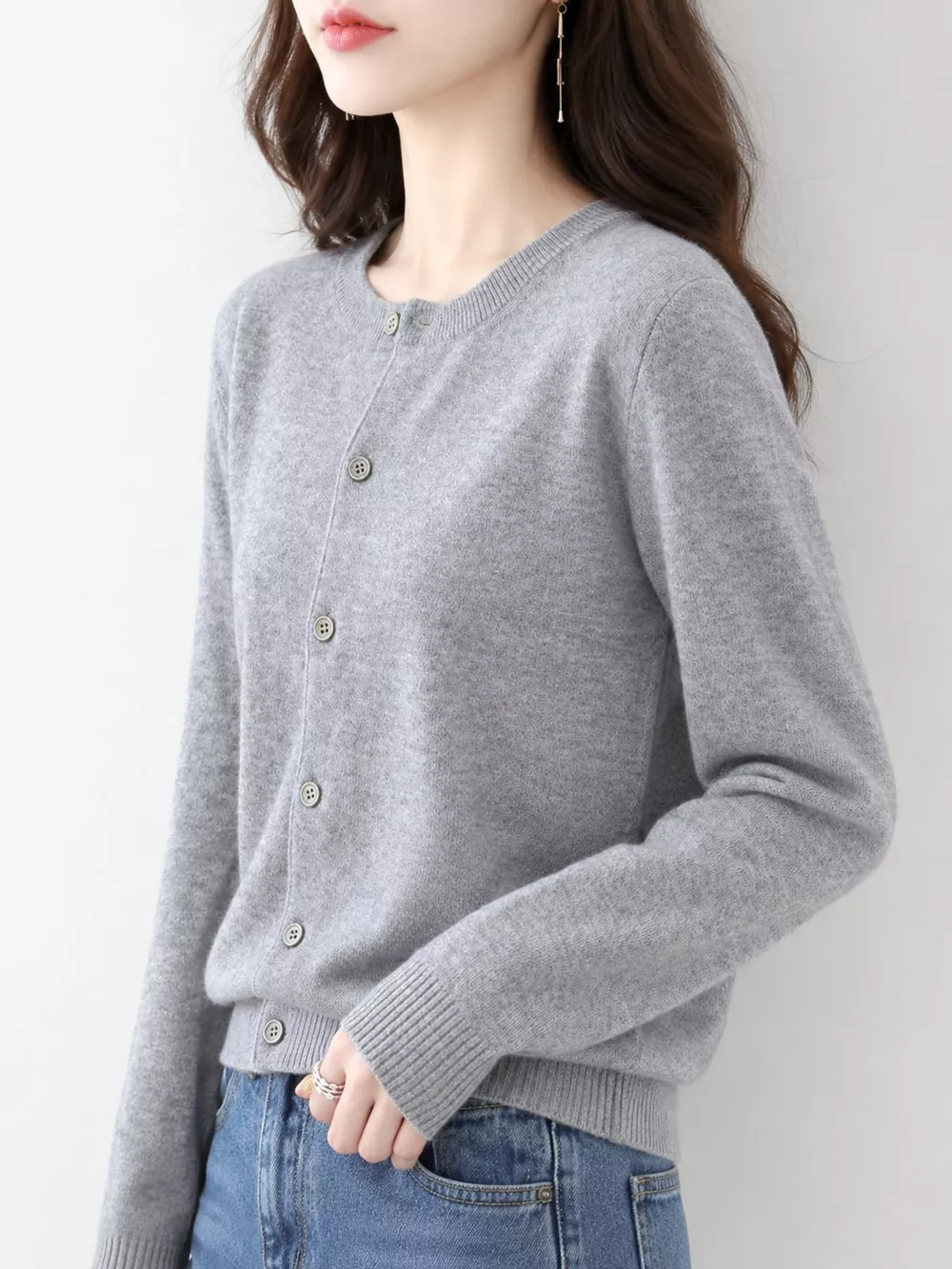 Crew Neck Button-Down Cardigan, image 12