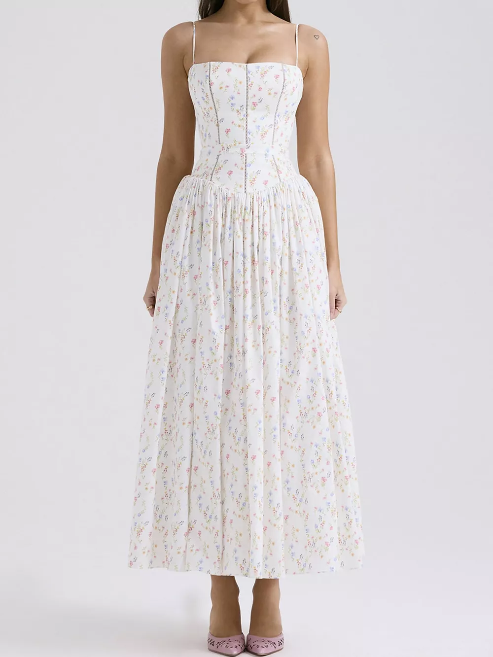 Floral Spaghetti Straps Midi Dress, image 17