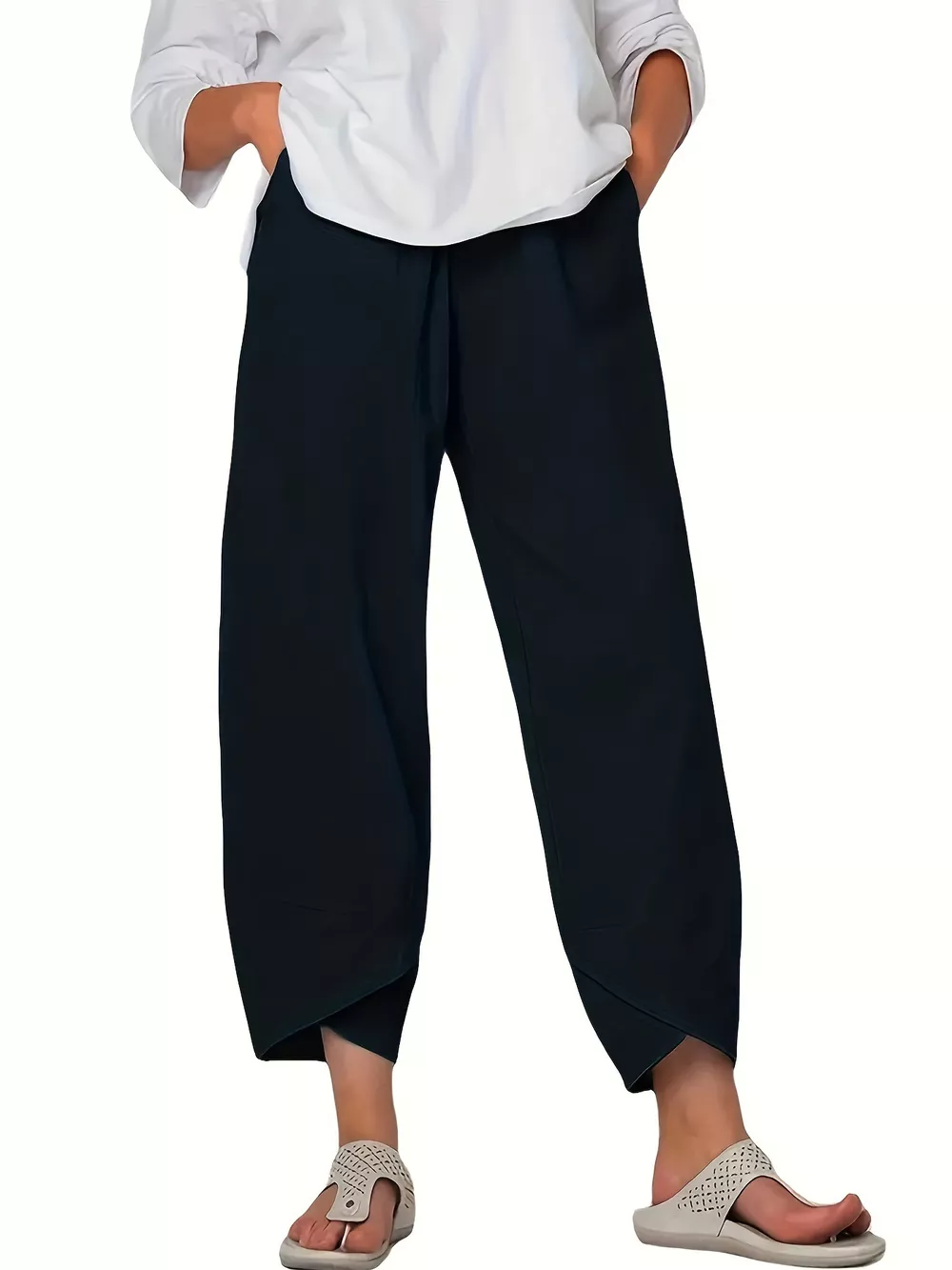 Elastic Waist Pants with Pockets, image 10