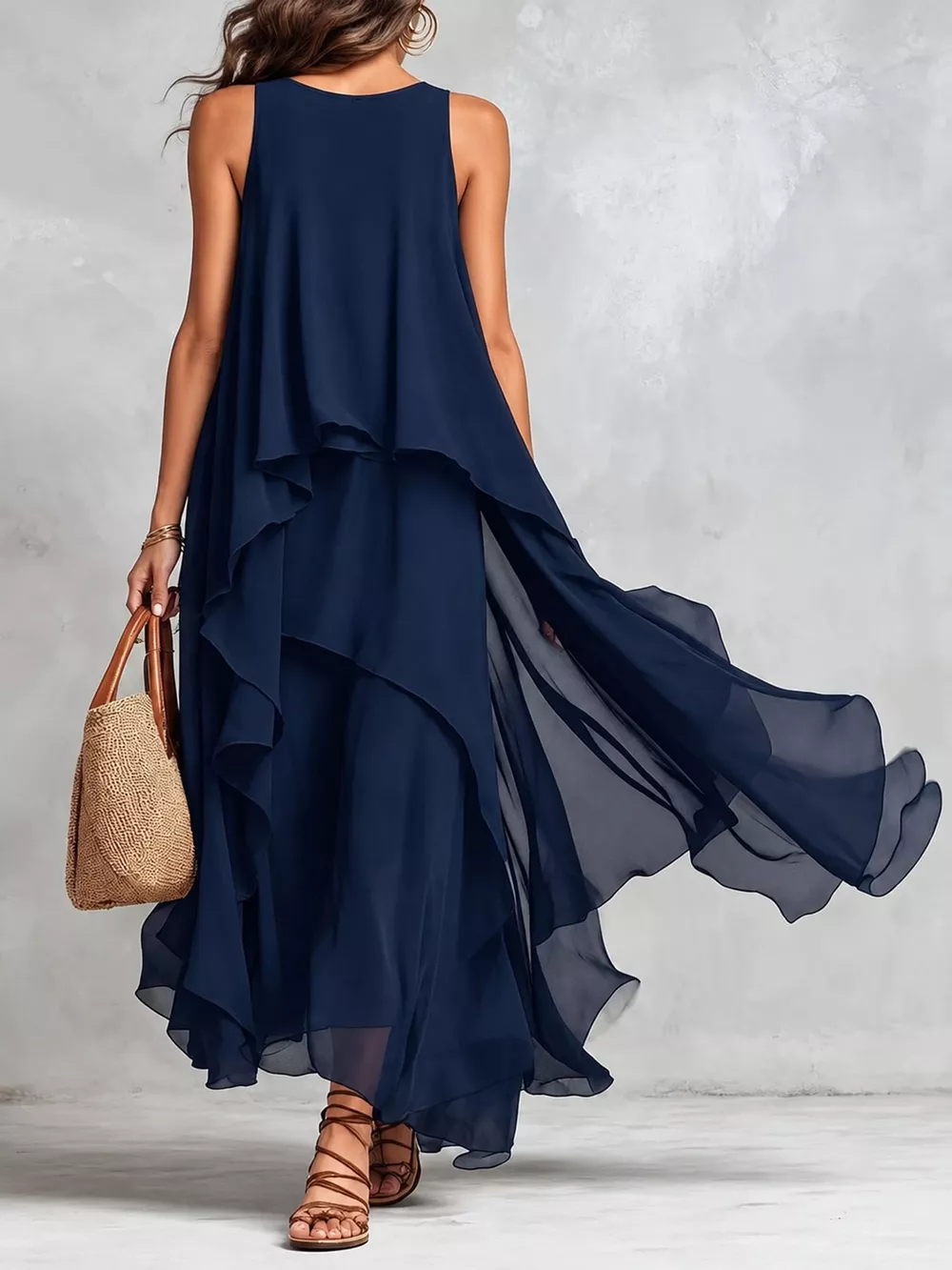 Ruffled Round Neck Sleeveless Maxi Dress, image 14