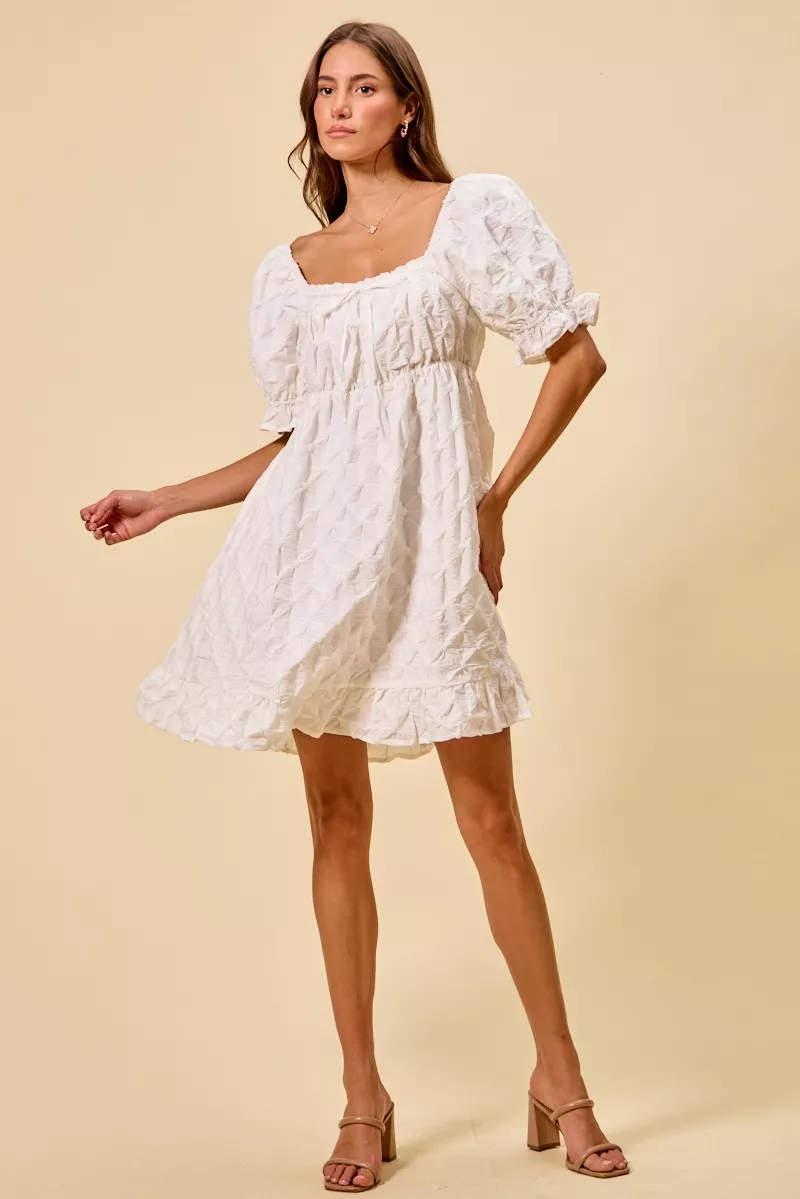 Texture Woven Ruching On Bust Mini Dress, image 2