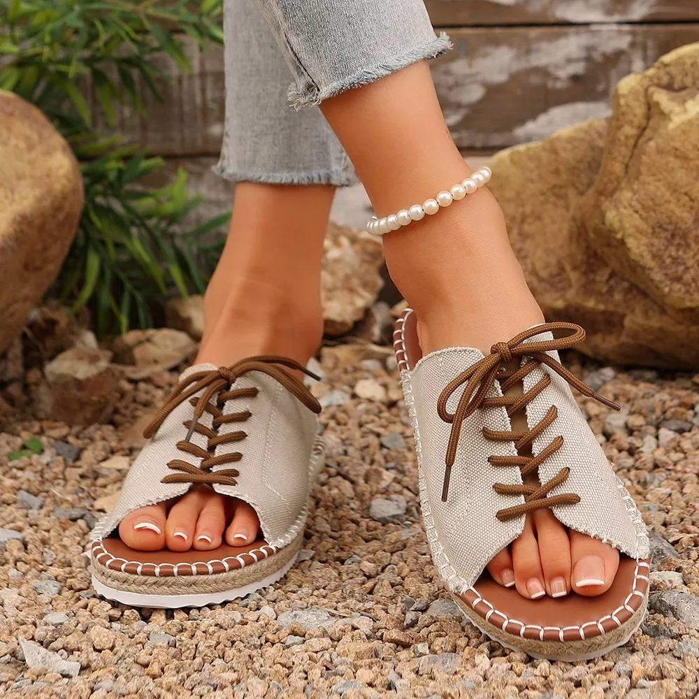 Open Toe Lace Up Sandals, image 9