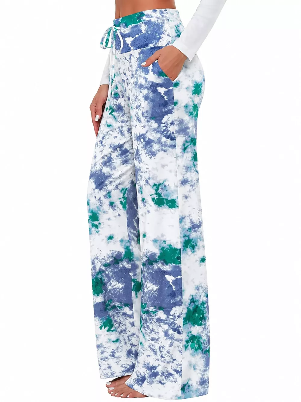 High-Waisted Wide-Leg Lounge Bottoms with Pockets, image 24