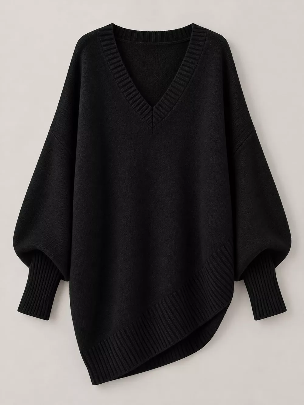 Full Size V-Neck Oversized Batwing Sleeve Sweater Plus Size, image 49
