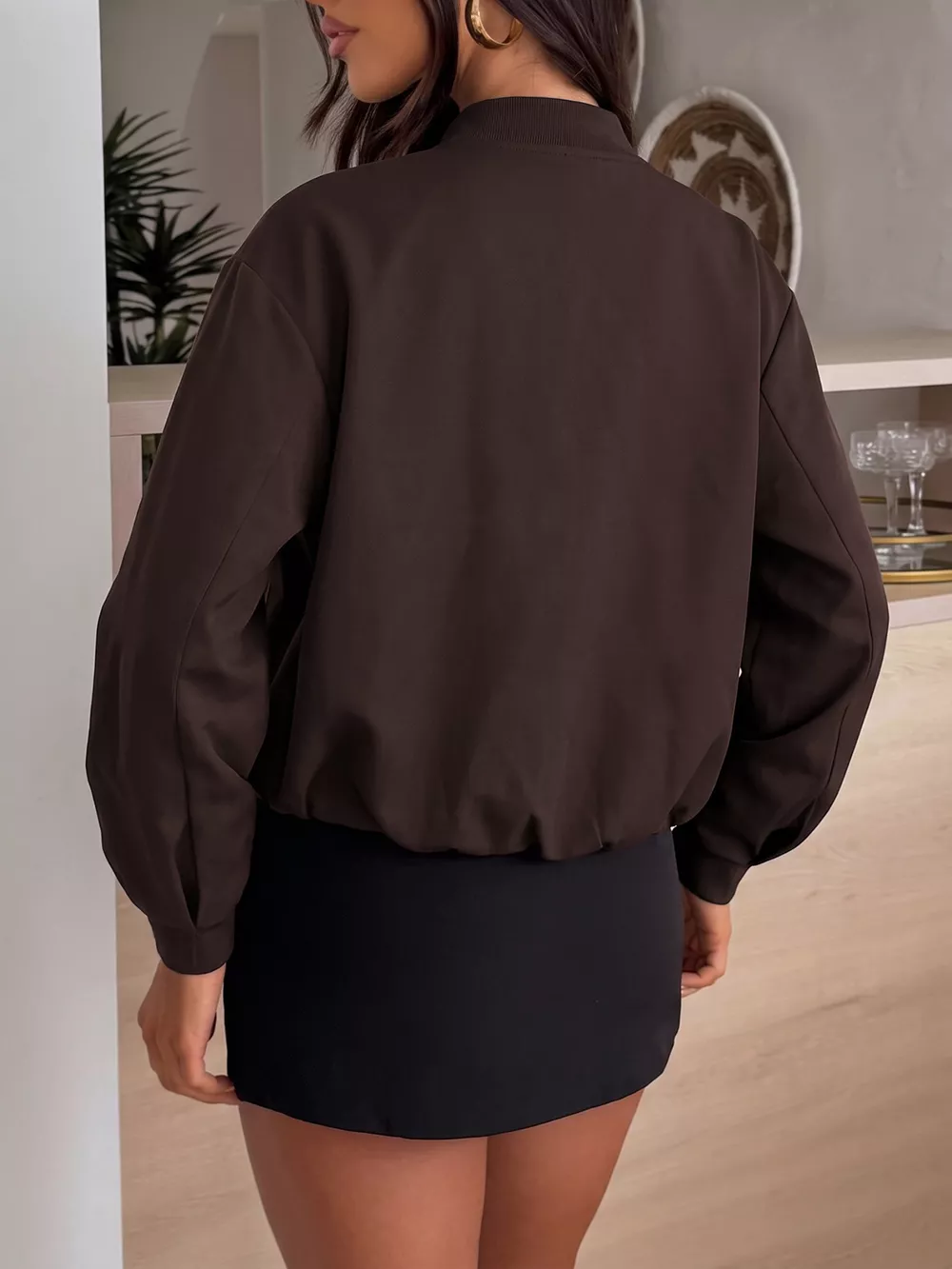 Zip Up Dropped Shoulder Jacket, image 6
